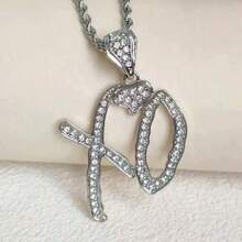 1Pc Unisex Hip Hop XO Letter Necklace - CZ Accented Exaggerated, Women/Men Statement, Daily/Party Wear, Street Style Gift - XO Bạc - Xem 5