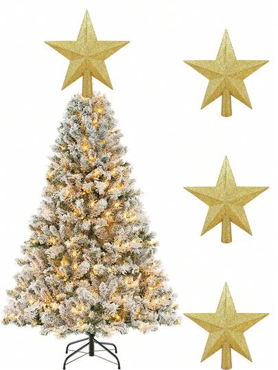 1 szt. 8-calowych brokatowych mini gwiazdek na czubek choinki - nadaje się do ozdób choinkowych, dekoracji na przyjęcia w pomieszczeniach, ozdób świątecznych do domu, prezentów świątecznych, zimowych dekoracji świątecznych do pokoju, świątecznych dekoracji do domu, świątecznych prezentów, świątecznych dekoracji