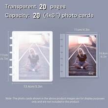 Youcheng Youpin 1 peça de álbum de fotos fofo 4x6, fichário de fotos de cartão postal Kpop de 6 pol., livreto de adesivos faça você mesmo em cores sólidas, preto/branco/transparente, álbum de fotos de grade única em atmosfera simples e de cor sólida, folhas soltas de PP, sem ácido e sem PVC, para armazenar cartões de fotos, armazenamento e exibição de fotos de família