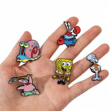 SpongeBob SquarePants 海绵宝宝 1/5 件趣味动漫胸针时尚盖瑞蜗牛珐琅别针金属徽章珠宝服装背包配饰礼物送给朋友 - 均碼 - 查看 3