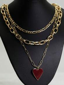 Vintage Color Heart Pendant Pearl Necklace For Women Girls Fashion Gold Color Chain Choker Necklaces