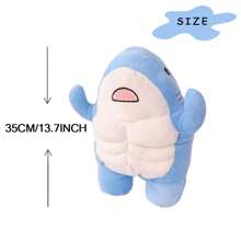 1 件 35 厘米/13.7 英寸肌肉鲨鱼趣味肌肉鲨鱼毛绒玩具枕头填充动物鲨鱼毛绒玩偶礼物，鲨鱼，鲨鱼毛绒，鲨鱼玩具 - 彩色 - 查看 5