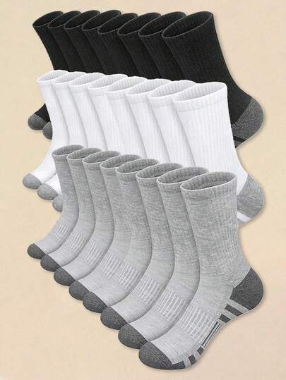 Comfortable Men's Round-Neck Tennis Socks, Suitable For Outdoor And Casual Wear, Suitable For All Seasons. White Antibacterial, Odor-Resistant, Sweat-Absorbing Sports Socks With Thickened Design. Comfortable Everyday Socks For Couples, Casual Wear For Autumn And Winter/Spring And Autumn