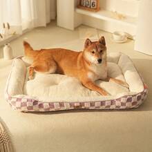 1 قطعة سرير حيوانات أليفة ذو نمط الشطرنج للكلاب والقطط، مصنوع من مادة قطيفة دافئة ومقاومة للرياح، مناسب للكلاب الصغيرة والمتوسطة والكبيرة، قاعدة مانعة للانزلاق ومقاومة للرطوبة، متوفر بألوان متعددة