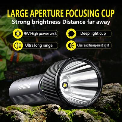  Philips SFL2242 High Brightness Rechargeable Flashlight, Aluminum Alloy, 2000mAh Lithium Battery, Includes Type-C Charging Cable, Suitable For Camping, Fishing, Running, Hiking, Portable Outdoor Dog Walking Exploration Work And Home Emergency Lighting