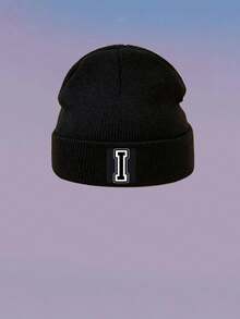 1 件儿童 26 个字母针织帽，温暖，可爱，帽子，日常时尚，返校礼物 - 黑色 - 查看 55