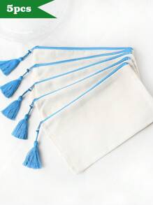 1 PEÇA/5 PEÇAS/10 PEÇAS Nécessaire de Zíper de Lona com Borla, Bolsa para Maquiagem para Viagem, Organizador de Maquiagem, Nécessaire de Lápis, Para Férias, Praia, Banheiro, Coleção de Quarto, Grande Capacidade