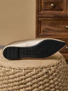 MonaNise 女士尖头时尚低帮平底鞋，户外休闲装，紫色、香槟色、红色、黄色、黑色 - 金色 - 查看 8