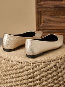 MonaNise 女士尖头时尚低帮平底鞋，户外休闲装，紫色、香槟色、红色、黄色、黑色 - 金色 - 查看 7