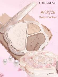 COLORROSE 哑光珠光粉轮廓调色板，轻盈、光滑、天鹅绒般的质地，带镜子，瘦脸鼻，自然渐变，古铜色轮廓和荧光笔一体式调色板 - CR726 - 查看 3