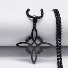 Stainless Steel Witch Knot Pendant Necklace For Women Men Silver Color Wicca Pagan Magic Chain Powerful Amulet Lucky Jewelry - Necklace - View 12