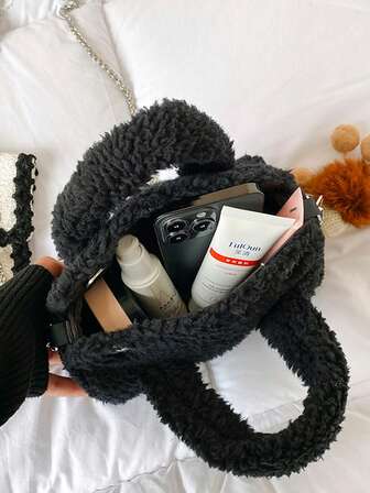 Höst/vinter plysch mini-väskekudde med sött hänge