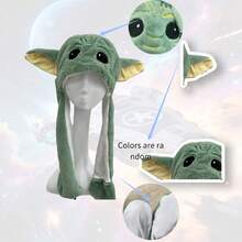 Star Wars Cartoon Party Hat, Cute And Suitable As Birthday Gift, Fun Hat, Back To School Party Hat, Cosplay Hat, Christmas Gift, The Movable Ears Make This Creative Hat Warm And Fashionable, Warm Plush Hat, Green, Pink, Yellow Ear Star Wars Cute Hat - Multicolor - View 9