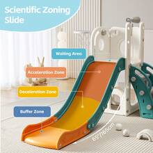 Toddler Slide, Kids Slide For Toddlers Indoor Playset For Toddlers With Basketball Hoop And Ball Playset Telescope - 橘色 - 查看 3