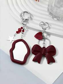 1 件 Y2K 风格亚克力蝴蝶结云迷你镜面星形钥匙扣包饰，优雅的女朋友/姐妹/朋友情人节礼物汽车配饰学校 - 酒紅色 - 查看 20