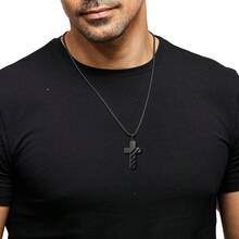RWQIAN American Necklace Men Bible Verse, Christian Religious Scriptures Faith Baptism 1st First Pendant Chain Boys, Fathers Dad Day Graduation Jewelry Gifts Him - màu đen - Xem 10