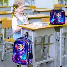 3件套儿童背包，16英寸可爱猫咪图案小学背包，幼儿园书包和午餐盒 - 雙肩背包 - 查看 9