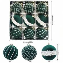 9PCS Glitter Sequin Christmas Balls Ornaments Velvet Christmas Balls Ornaments, 3.14"/80MM Flocked Christmas Tree Hanging Decorations For Xmas Decor Home Decor Christmas Decorations Room Decor Winter Christmas Decorations Home Christmas Gifts Christmas Decor - Multicolor - View 6