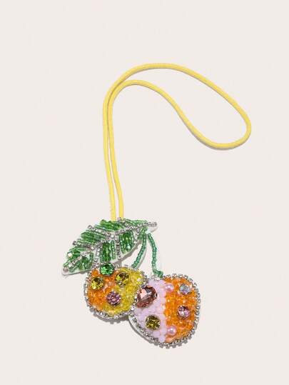 1 peça bolsa de remendo artesanal com miçangas 3D em bloco de cores cereja fruta faça você mesmo acessório para mulheres