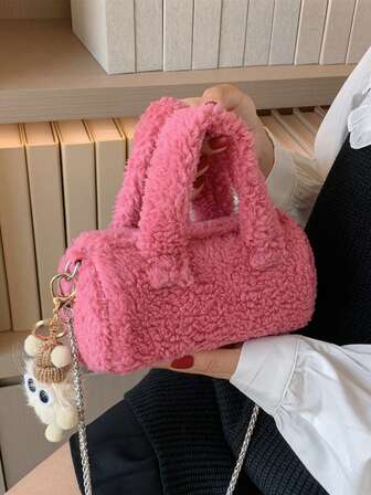 Bolso de mano en miniatura de peluche con accesorio de colgante lindo para otoño/invierno