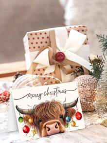 1 张带信封和梦幻奶牛设计的圣诞贺卡 - 适合朋友和家人的节日贺卡，圣诞快乐祝福，完美的礼物 - 彩色 - 查看 10