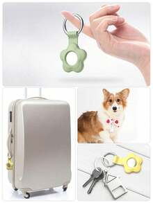1pc Flower Shaped Silicone Protective Case With Keychain, Compatible With Apple AirTag Tracker, For Backpack, Keys, Pets And Other Items Anti-Lost Protection