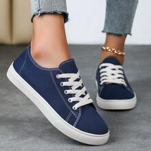 Women Lightweight Comfortable Low-Top Flat Casual Sports Shoes For All Seasons, Spring/Autumn Shoes For Women - Màu xanh lam - Xem 5