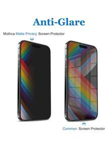 2pcs/Set Matte Anti-Spy Screen Protector, Privacy Protection, Full Coverage, Anti-Fingerprint, Anti-Drop, Anti-Scratch, Smooth Ceramic Matte Anti-Spy Phone Film, Compatible With 11-17 Series, Essential Screen Protection For Daily, Office, Home Use, Waterproof, Shockproof, Scratch-Resistant - Black - View 3