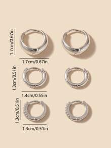 6pcs Minimalist Basic Copper Alloy Cubic Zirconia Earring Set, Suitable For Women's Daily Wear - Yellow Gold - View 11