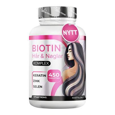 Vitastrong Biotin Hair High Dose – 450 Tablets (15 Months) With Keratin, Selenium, Zinc, Copper, Bamboo And Vitamins For Hair And Nails