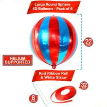 Big Red & Blue Carnival Balloons (Pack Of 6) 22 Inch 360-Degree 4D Balloons For Circus & Carnival Themed Party Decorations - Trending, Best Seller, New Arrival, Party Supplies, Elegant Decor, Party Decoration, Wedding & Birthday - Multicolor - View 2