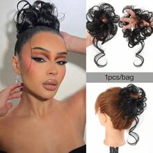 1pc/2pcs Synthetic Messy Updo Hair Bun Chignon Scrunchies Fake Hair Band Braid Elastic Hairpiece Tail For Women Synthetic Curly Ponytail - Multicolor - View 18