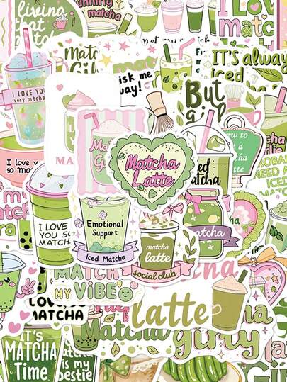 50pcs Matcha Girl Sticker Pack, Matcha Stickers, Stickers Aesthetic,Kindle Accessories Pencil Case Stickers For Diary, Laptop, Notebook, Phone Case Home Decor Back To School Room Decor School Supplies
