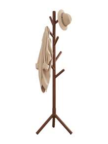 独立式衣架，卧室挂包架，木质衣帽架，简易衣架，室内挂衣架 - 咖啡棕 - 查看 9