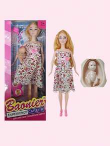 1 Set 11.5" Pregnant Doll With Realistic Big Belly, Includes Baby Doll, Milk Bottle, Changeable Belly Shape, Early Education Doll, Roleplay Game, Gift For Girls, Mother's Day, Birthday, Holiday