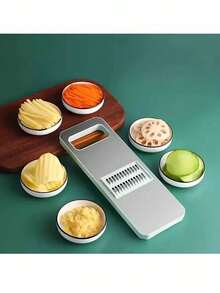 七合一多功能切片机、切丝机、蔬菜捣碎机，不锈钢可互换刀片，适用于切片、切丝、切块土豆、胡萝卜、黄瓜等