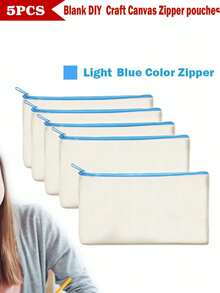 5/10/20pcs Set Blank Canvas Tote Bags For DIY Painting And Digital Printing, Portable Cosmetic Bags For Toiletries, Travel Makeup, Gifts To Express Love And Gratitude, Cute Handbag/Wallet/Snack/Gift Storage Bag With Zipper For Lipstick, Brush, Skincare, Phones, Coins, Small Items Make Up Bag - Beige - View 32