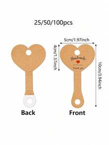 25/50/100 Piezas Tarjetas de exhibición de papel kraft con forma de corazón, cartulina autoadhesiva para exhibir, usada para empaquetar anillos, llaveros, collares, pulseras, diademas, aretes, vintage, tarjeta de exhibición de cartón - Multicolor - Ver 3