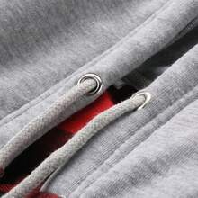 Mens Flannel Hoodie Shirts Long Sleeve Casual Plaid Jackets - 紅色 - 查看 5