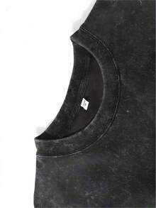 1pc Camiseta con Estampado de Calavera, Camiseta de Cuello Redondo 100% Algodón, Estilo Casual de Calle, Top de Manga Corta con Impresión por Transferencia de Calor, Ajuste Holgado para Todas las Estaciones, Ropa Casual de Fin de Semana para Adultos - Negro - Ver 4