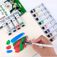 12色12毫升丙烯颜料套装，适合专业艺术家和初学者 - 适用于画布、木材、织物、岩石、皮革、陶瓷、玻璃、工艺品和美术用品 - 套裝 - 查看 2