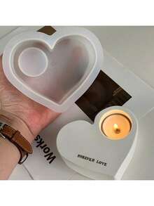 Silicone Heart Candle Holder Mold - DIY Resin & Concrete Casting Moulds, Tealight Holder For Home Decor Crafts