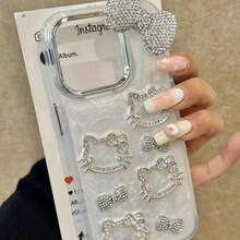 Sanrio New Love KT Cat Holder Precision Shell Pattern Suitable For IPhone 14/15 Cases, 11, 12, 12 Pro, 12 PM, 13, 13 Pro Max, 14, 14 Pro, 14 Plus, 15, 15 Pro, 15 Plus, 16, 16 Pro, 16 Plus Phone Case