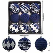 9PCS Glitter Sequin Christmas Balls Ornaments Velvet Christmas Balls Ornaments, 3.14"/80MM Flocked Christmas Tree Hanging Decorations For Xmas Decor Home Decor Christmas Decorations Room Decor Winter Christmas Decorations Home Christmas Gifts Christmas Decor - Multicolor - View 4