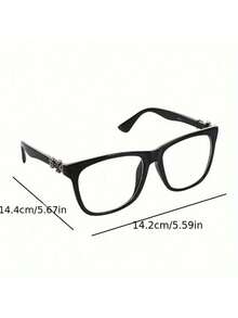 1pc, Elegant Oversized Square Frame Clear Lens Glasses - Stylish Minimalist Fashion Eyewear For Computer Use -  Design For Women And Men With Clear Vision, Photo Prop Accessories - 黑色 - 查看 5