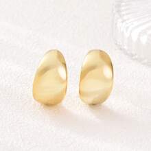 歐美新款閃亮中空朋克風C型金耳環，時尚、復古、流行、可愛、獨特，適合日常佩戴和展示 - 金色 - 查看 2