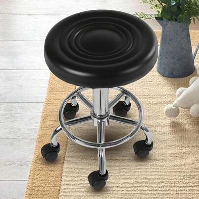 Height Adjustable Rolling Bar Stool, 360° Rotatable Chair, 40-50cm/15.75-19.69in Salon Stool Chair Suitable For Hair Salons, Beauty Salons, Bars, Workshops, Homes, Barber Shops, Spas, Etc.