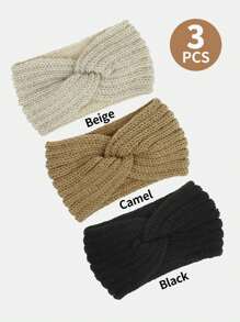 3 Pieces Chunky Knit Headbands Braided Winter Headbands Ear Warmers Crochet Head Wraps For Women Girls