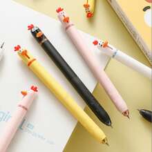 4/2/1 pieza Bolígrafo con forma de pollo lindo, bolígrafo de gel de 0.5mm de secado rápido negro para estudiar