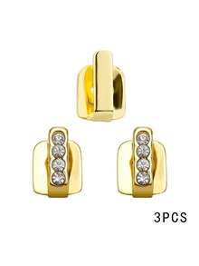 1 Set Single Row Smooth Gold, Silver, Rose Gold Cubic Zirconia Bar Teeth Grillz, Unisex Hip Hop, Nightclub, Rock Style Party Decoration, Holiday Gift, Adjustable